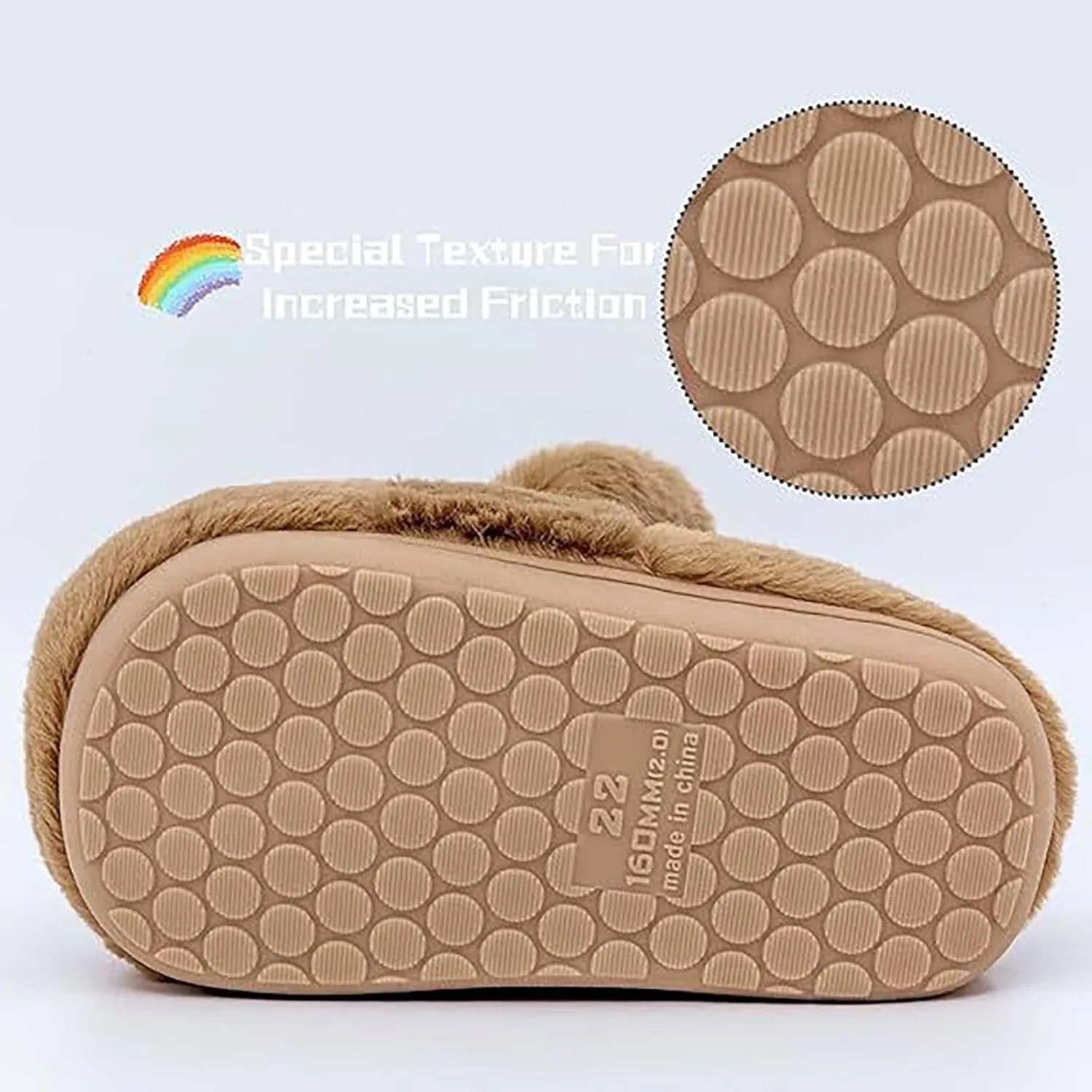 F𝘂r Fuzzy Bunny Ear Slippers for Girls Kids Baby Toddler Infant Cotton Soft Ankle Flat Shoes Winter Non Slip Slipper