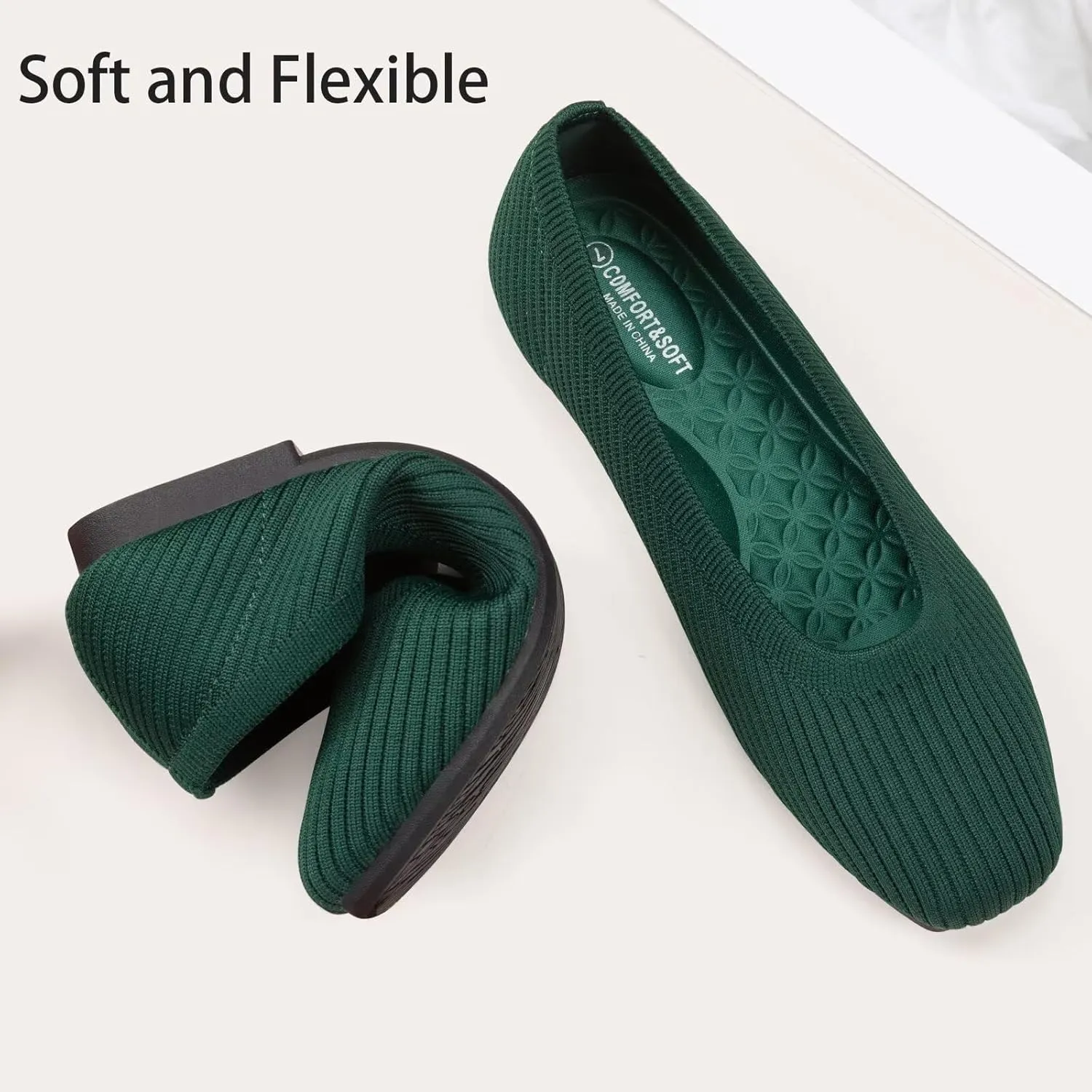 Frank Mully Women's Flats Square Toe Flats Comfortable Slip on Washable Ballet Flats Shoes for Women Dressy Work