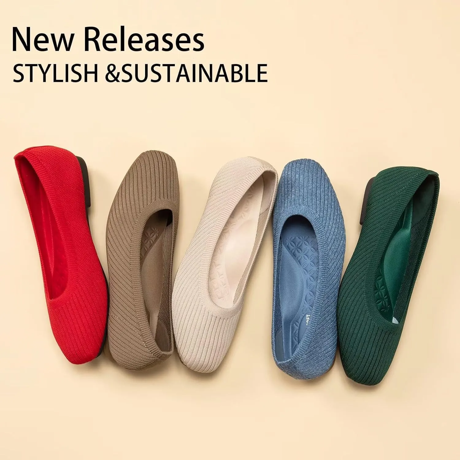 Frank Mully Women's Flats Square Toe Flats Comfortable Slip on Washable Ballet Flats Shoes for Women Dressy Work