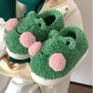 Funny Couple Lovely Frog Cotton Slippers
