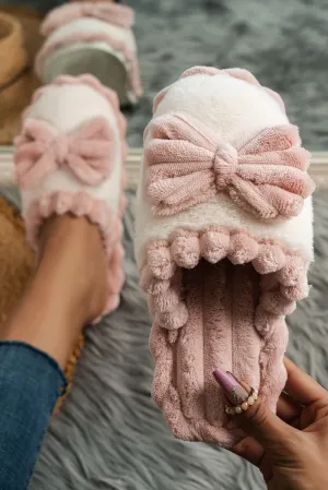 Fushia Bow Plush Slipper
