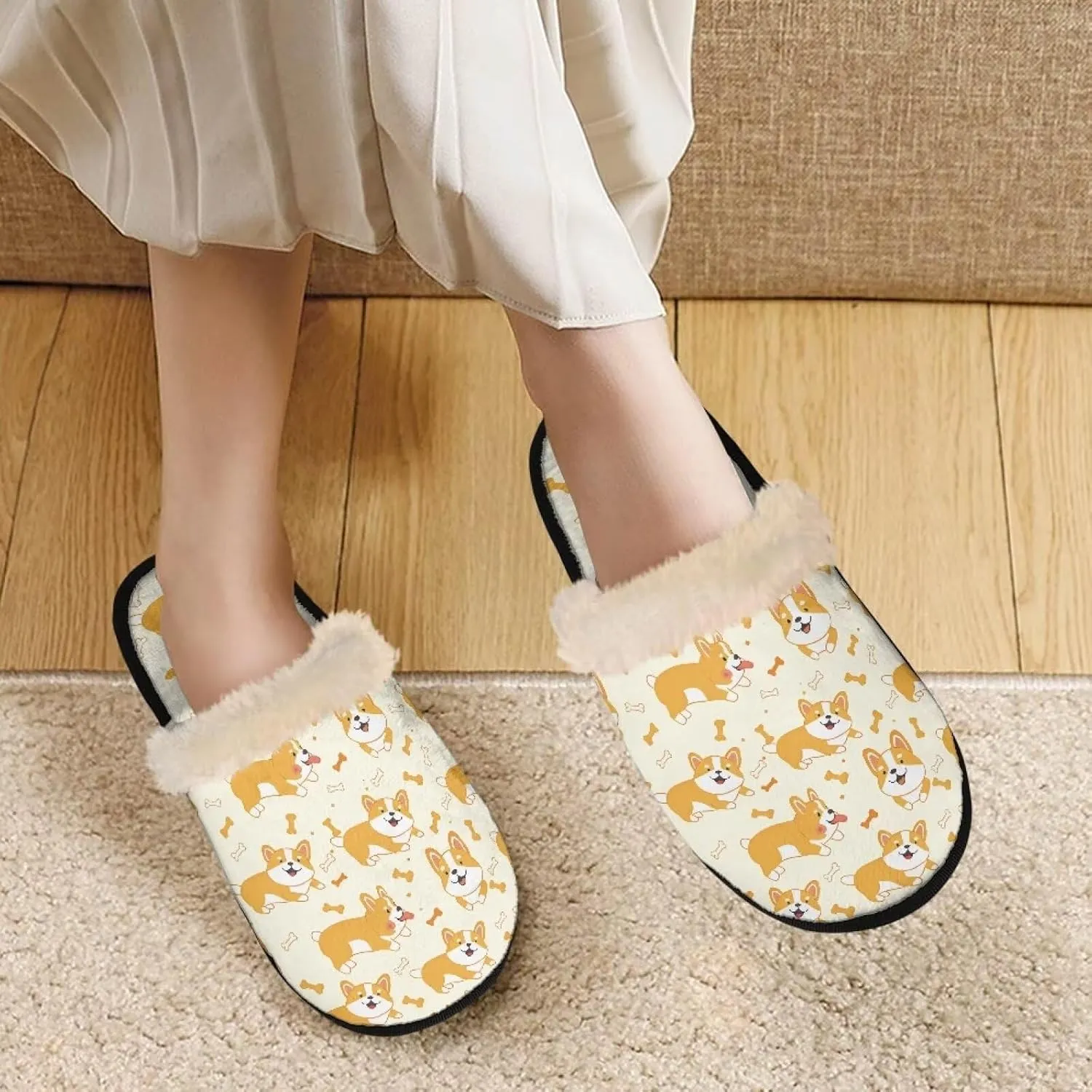 Fuzzy House Slippers for Women Closed Toe Home Shoes Washable Winter Warm Bedroom Slippers for Women Size 3-12