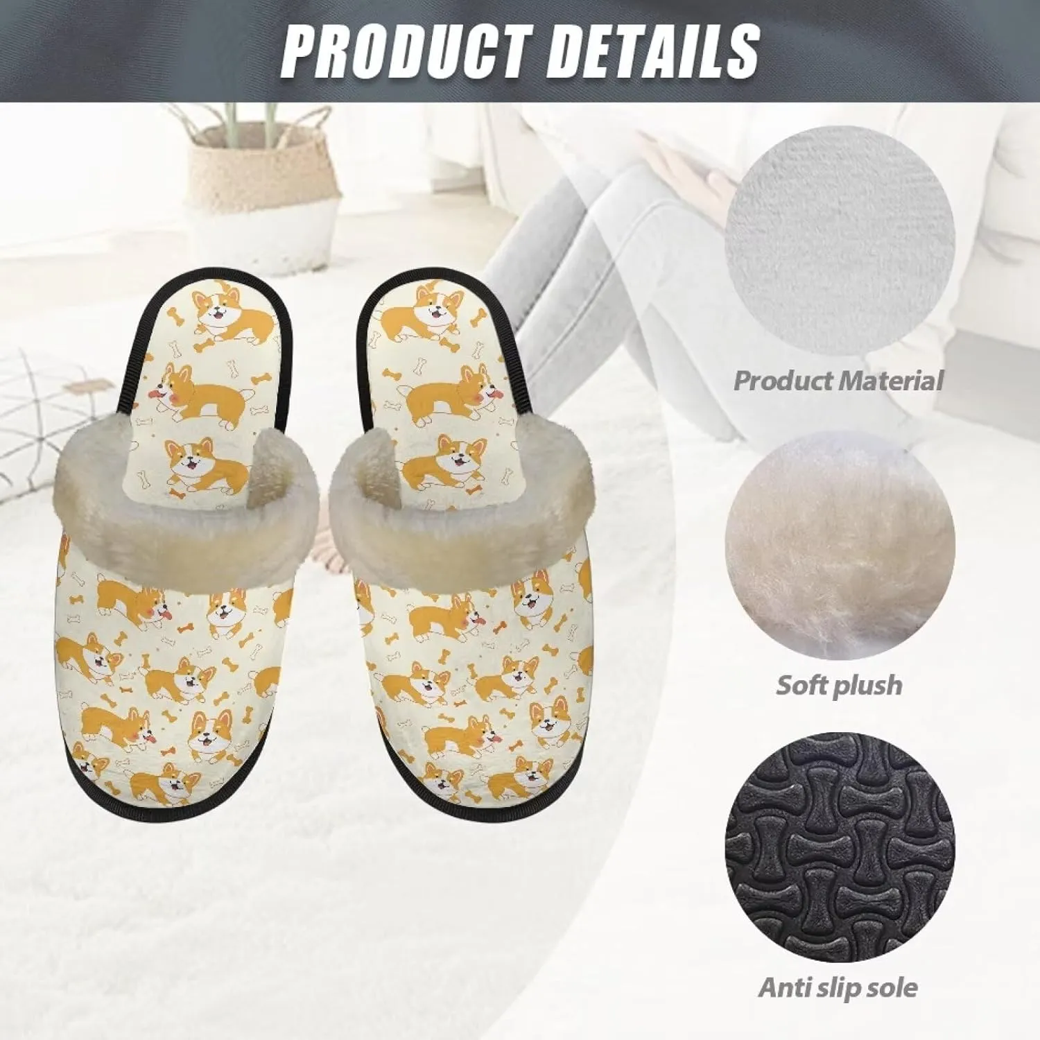 Fuzzy House Slippers for Women Closed Toe Home Shoes Washable Winter Warm Bedroom Slippers for Women Size 3-12