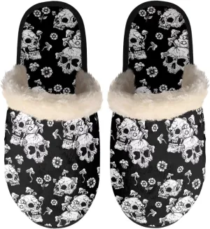 Fuzzy House Slippers for Women Closed Toe Home Shoes Washable Winter Warm Bedroom Slippers for Women Size 3-12
