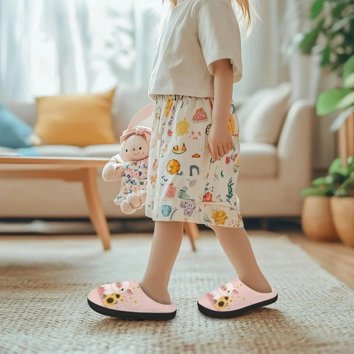 Fuzzy Slippers for Boys Girls Non-slip House Slipper Winter Home Shoes