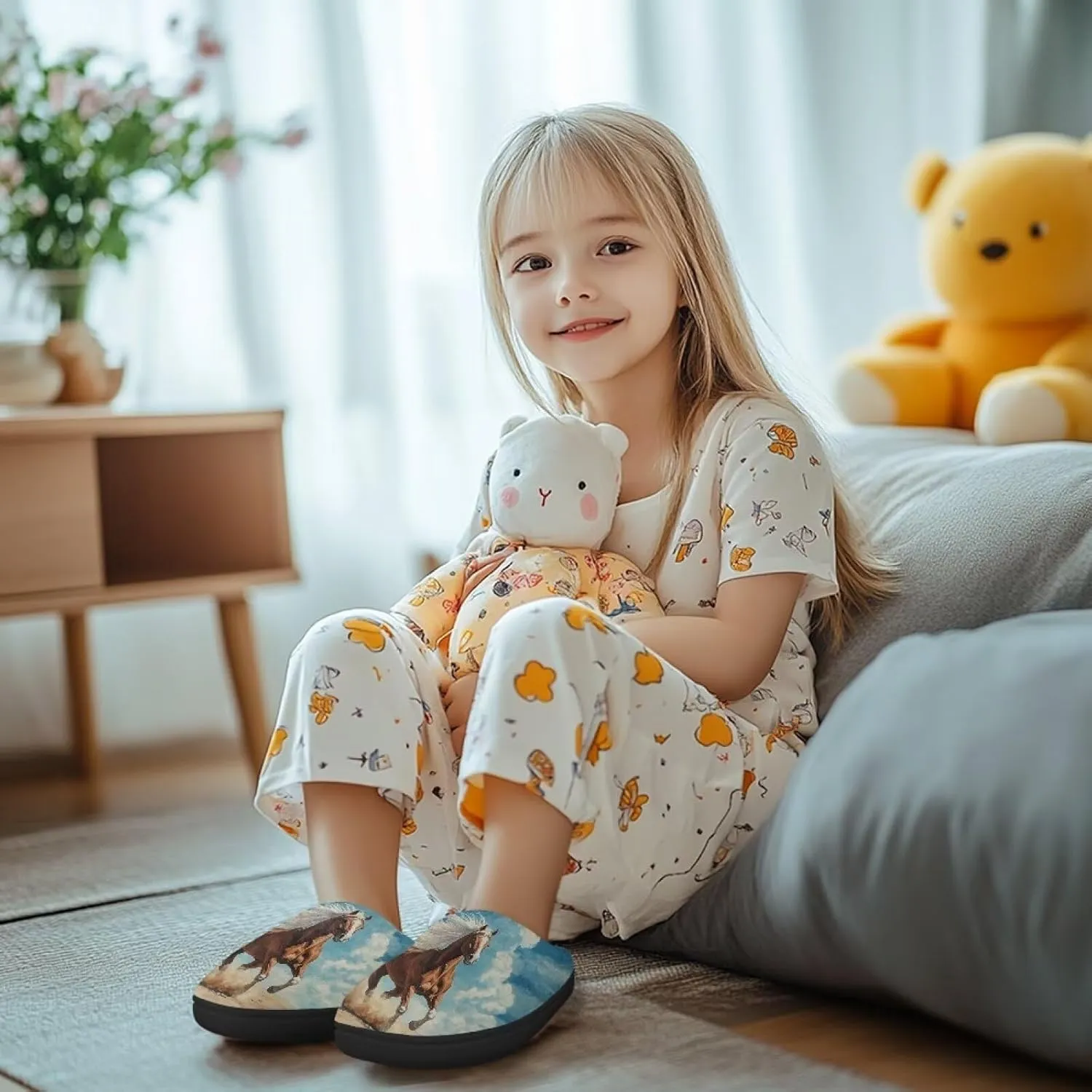 Fuzzy Slippers for Boys Girls Non-slip House Slipper Winter Home Shoes