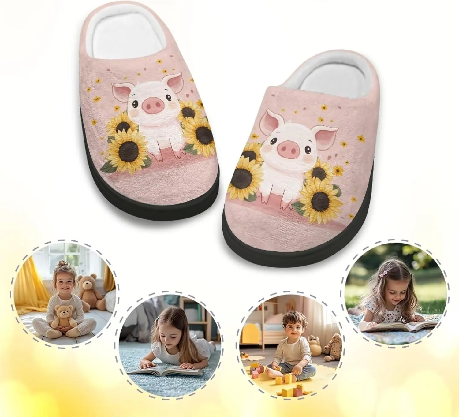 Fuzzy Slippers for Boys Girls Non-slip House Slipper Winter Home Shoes