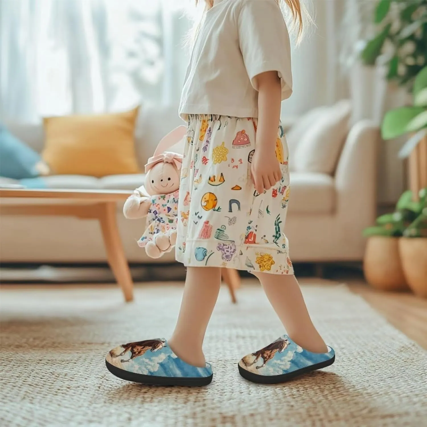 Fuzzy Slippers for Boys Girls Non-slip House Slipper Winter Home Shoes