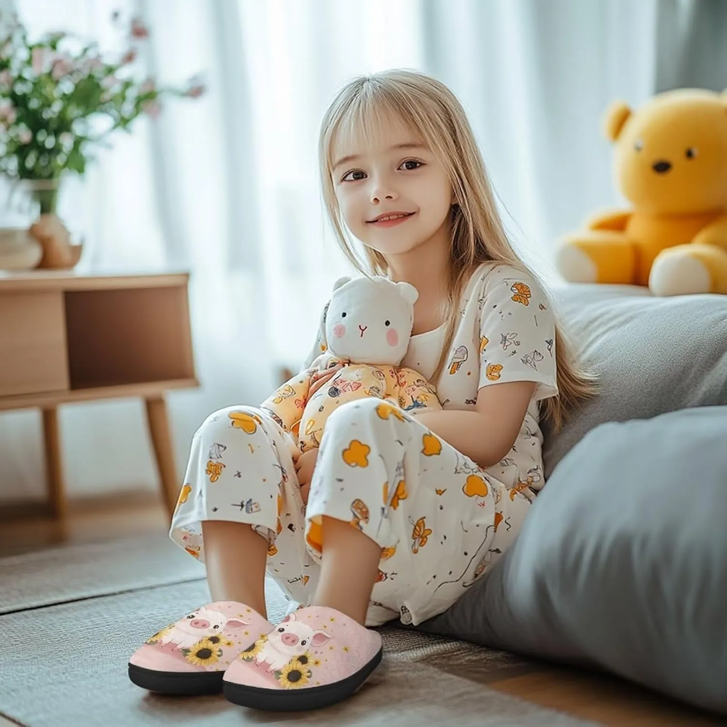 Fuzzy Slippers for Boys Girls Non-slip House Slipper Winter Home Shoes