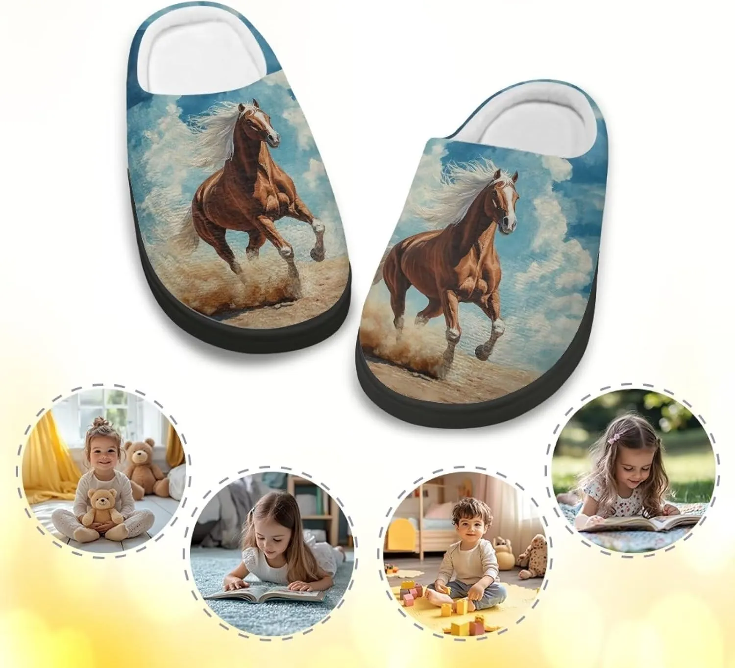Fuzzy Slippers for Boys Girls Non-slip House Slipper Winter Home Shoes