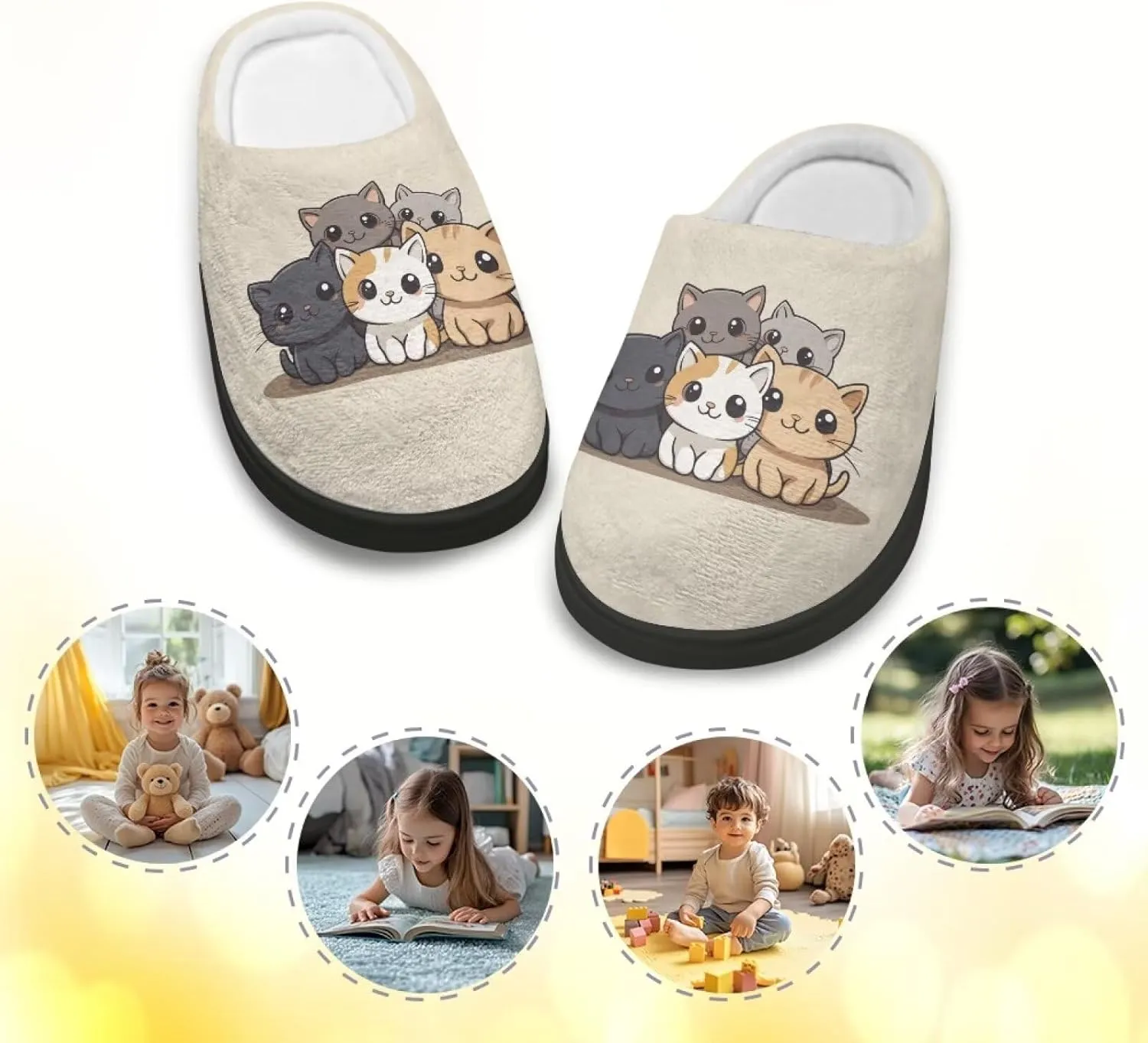 Fuzzy Slippers for Boys Girls Non-slip House Slipper Winter Home Shoes