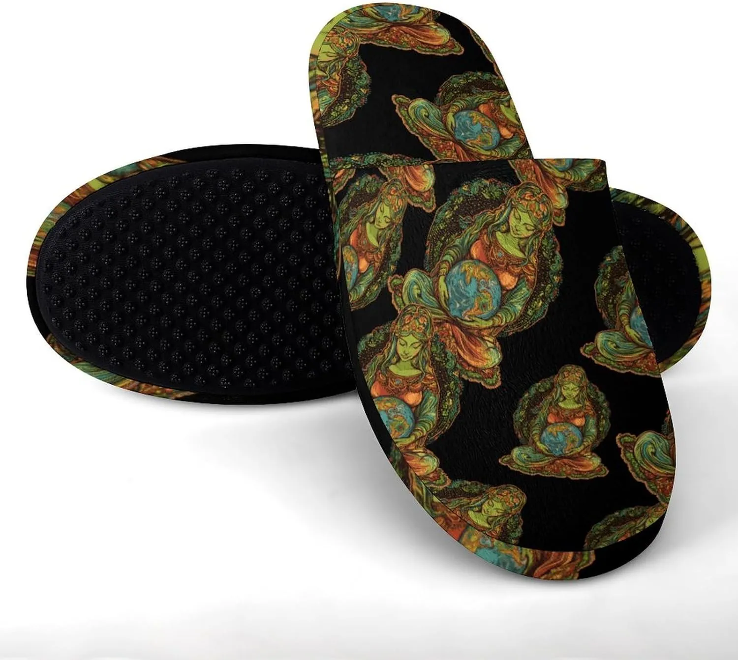 Gaia Greek Goddess of Mother Earth Cotton Slippers Fashion Slip on House Shoes Lightweight Slipper for Men