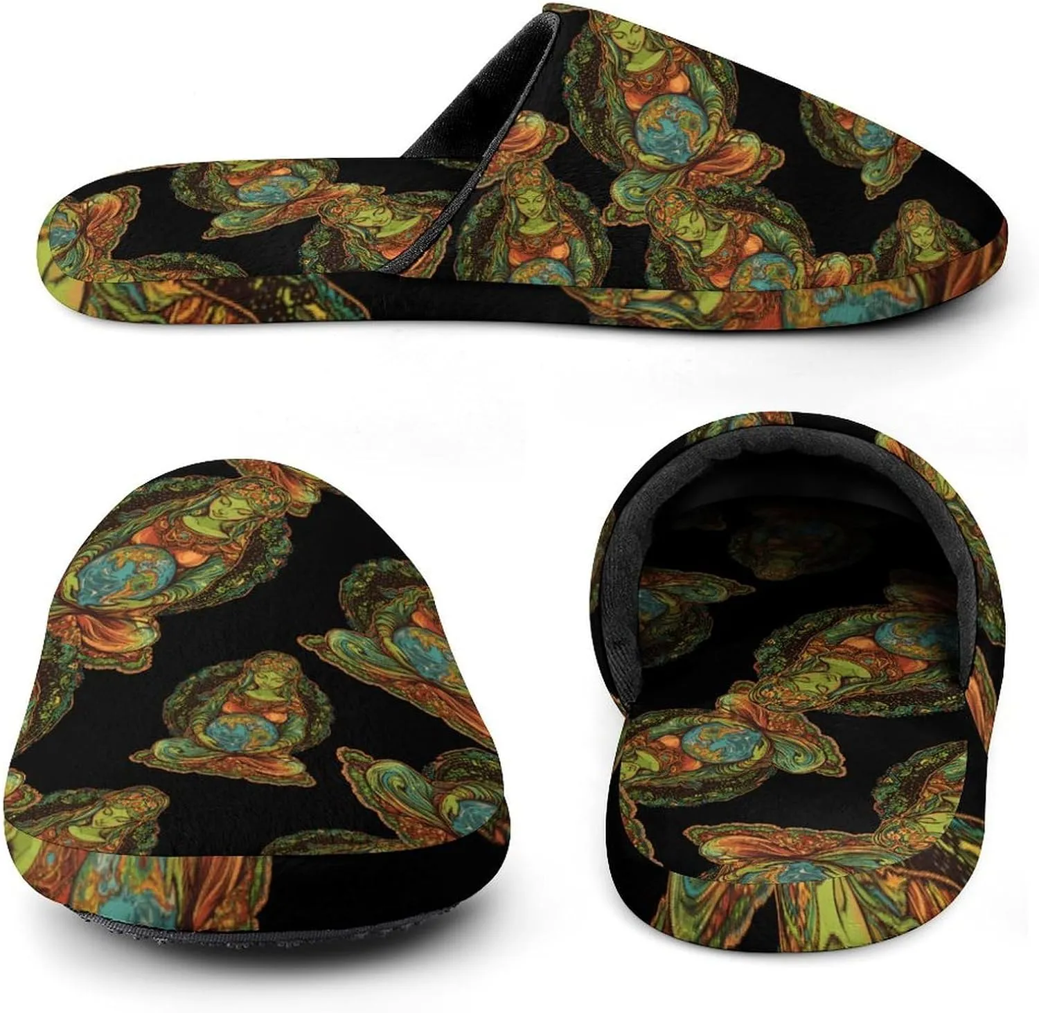 Gaia Greek Goddess of Mother Earth Cotton Slippers Fashion Slip on House Shoes Lightweight Slipper for Men