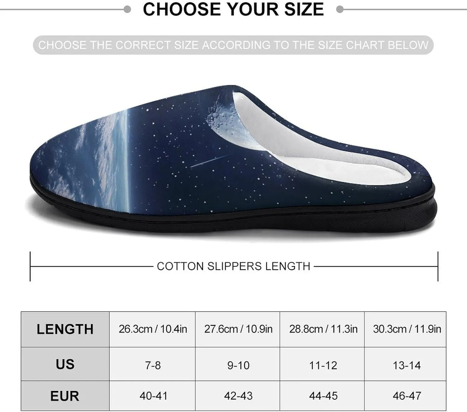 Galaxy Meteor Moon Earth Cotton Slippers Fashion Slip on House Shoes Lightweight Slippers for Men