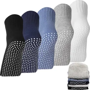 Geyoga 5 Pairs Unisex Non Slip Socks with Grip Anti Skid Slipper Barre Socks for Yoga Pilates Barre Home Workout