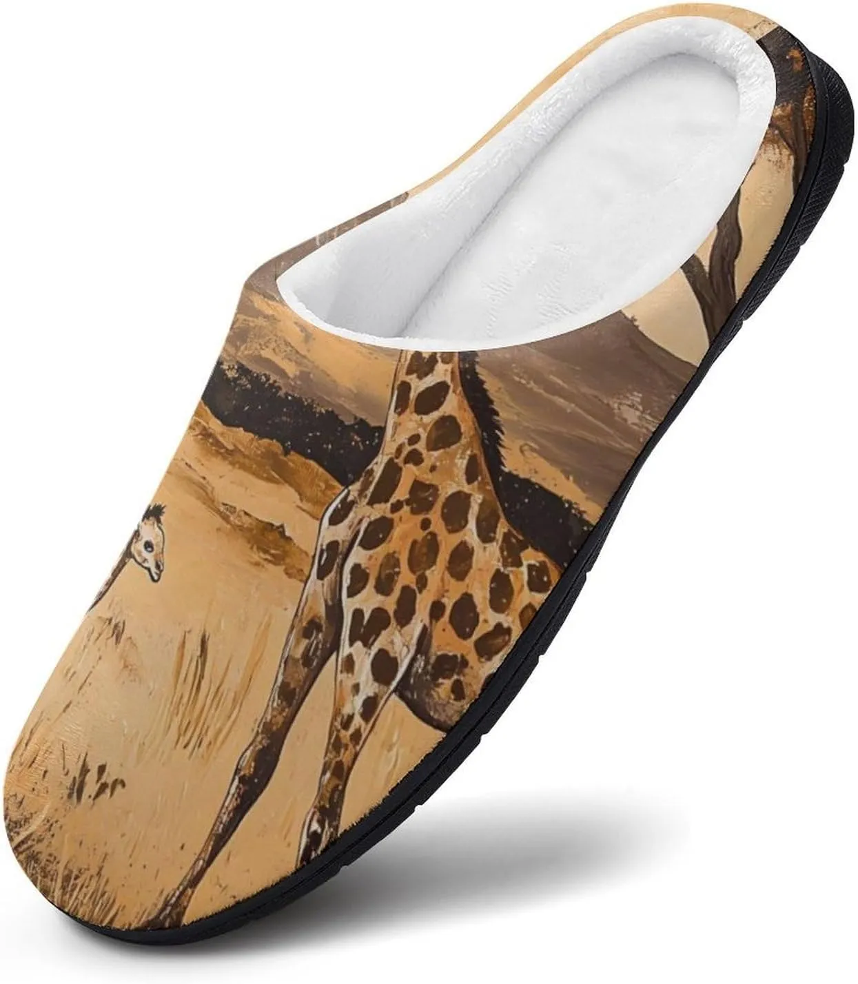Giraffes Vintage Field Cotton Slippers Fashion Slip on House Shoes Lightweight Slippers for Men