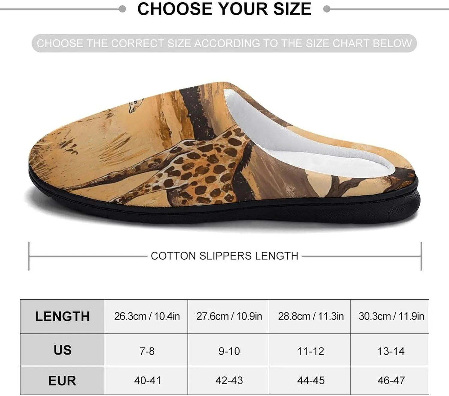 Giraffes Vintage Field Cotton Slippers Fashion Slip on House Shoes Lightweight Slippers for Men