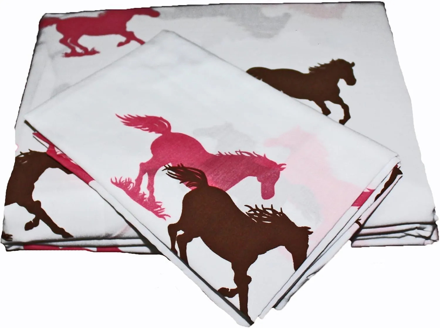 Girls 8 Piece Full Size (76"x86") Pink Brown Pony Horse Bandana Equestrian Bedding Comforter Set & Sheets (Bed in a Bag) (1, Full Size)