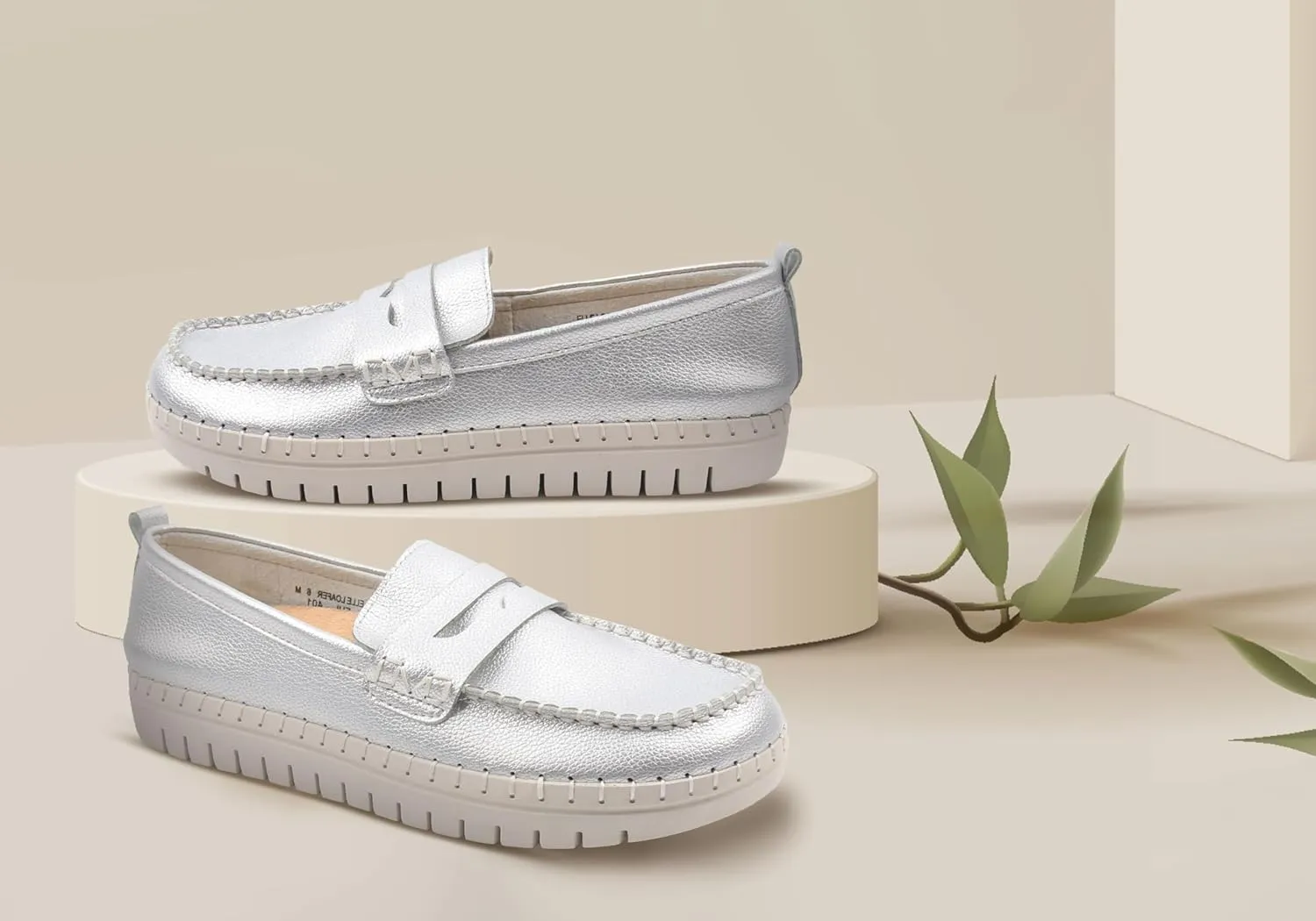 Glolily Elle Loafer Women's Comfort Sneaker - Orthotic Lightweight & Flexible Walking Shoes with Arch Support, Comfortable Casual Fashion Shoes for Women