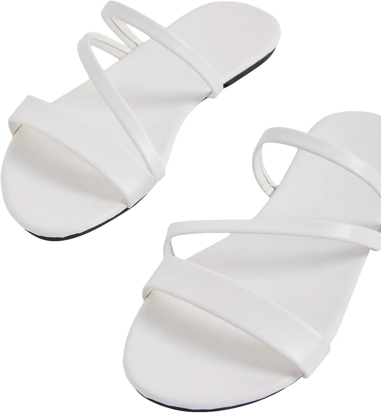 GORGLITTER Women's Metallic Strappy Open Toe Flat Sandal PU Leather Summer Slides Sandals