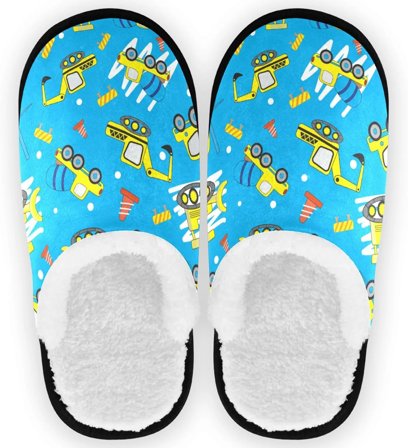 Gredecor Christmas Winter Spa Slippers Monster Truck Cars with Christmas Tree House Home Slipper Shoes for Men Women Memory Foam Non Slip,5-8