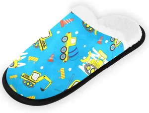 Gredecor Christmas Winter Spa Slippers Monster Truck Cars with Christmas Tree House Home Slipper Shoes for Men Women Memory Foam Non Slip,5-8