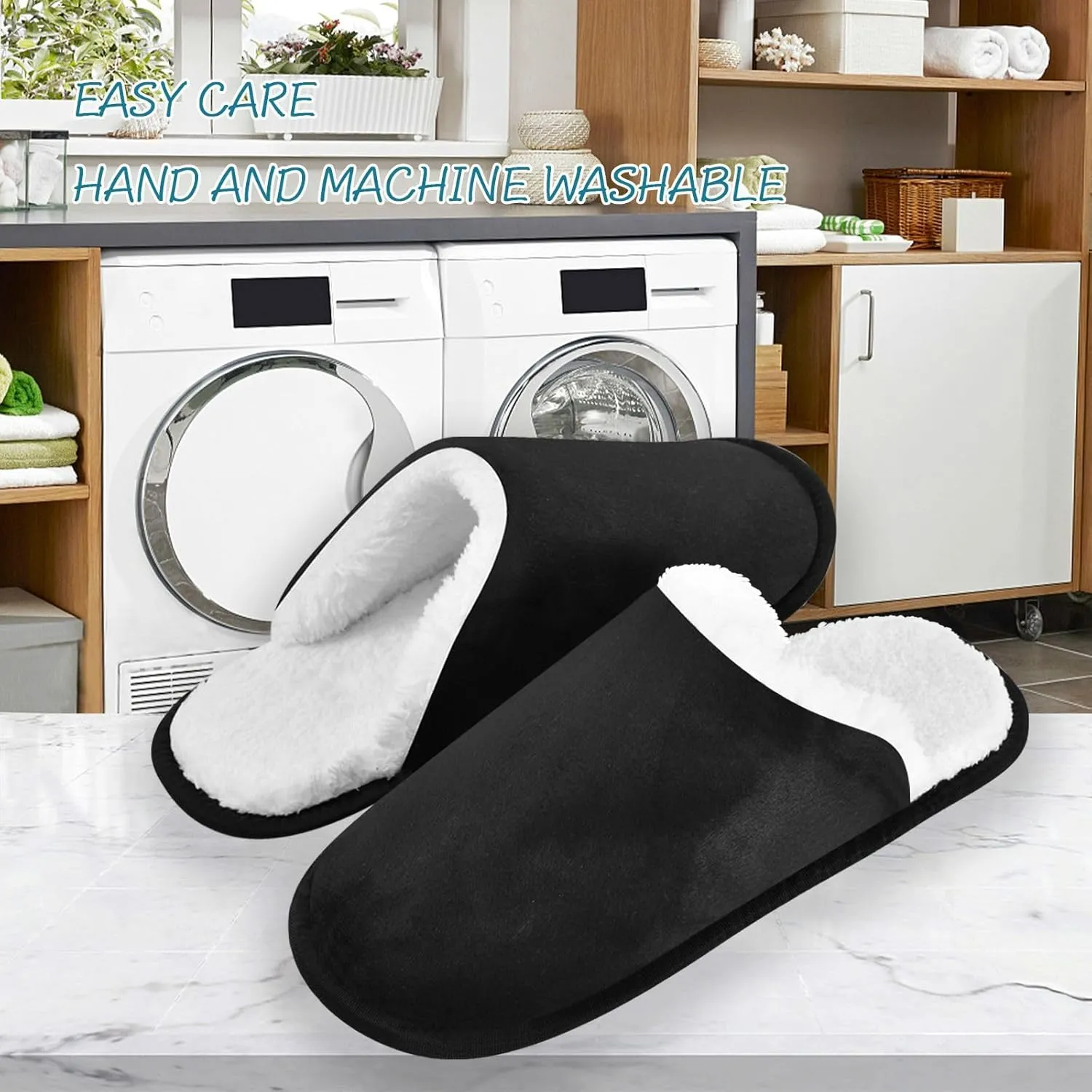 Gredecor Spa Slippers House Shoes Blue Home Slipper Memory Foam Non Slip Slippers for Men Women, 5-12