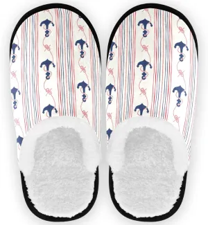 Gredecor Spa Slippers Rope Stripes Anchors Home House Slipper Memory Foam Non Slip Shoes for Men Women, 5-8