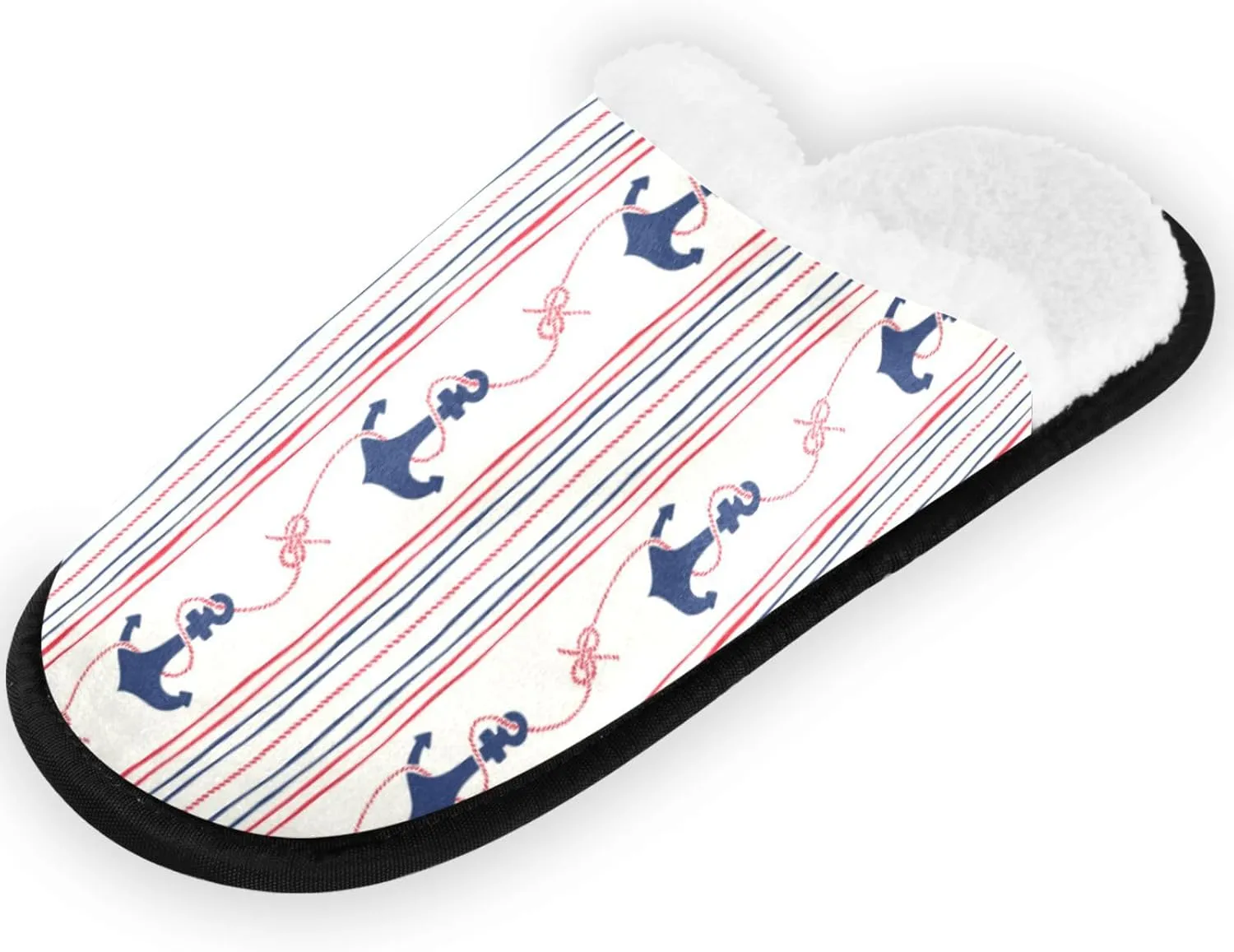 Gredecor Spa Slippers Rope Stripes Anchors Home House Slipper Memory Foam Non Slip Shoes for Men Women, 5-8