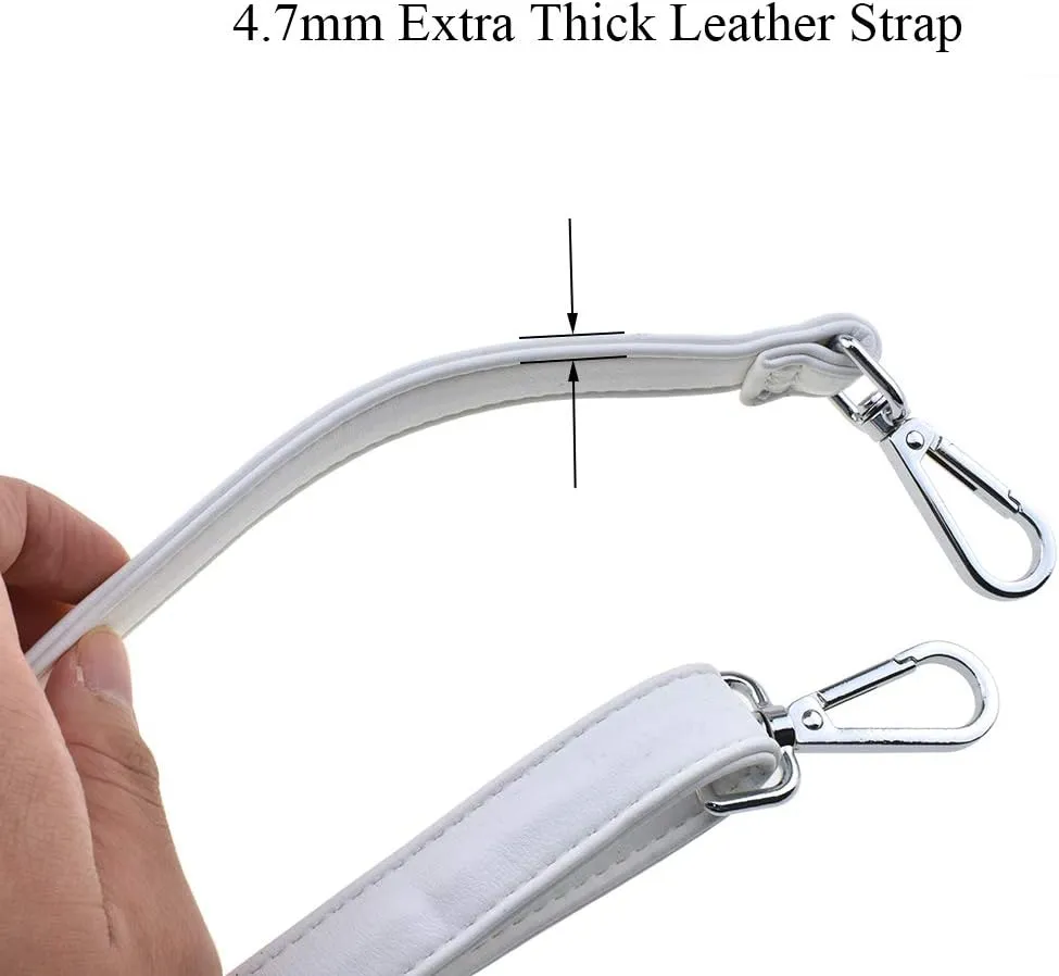 HAHIYO Adjustable Smooth White Leather Purse Chain Strap Length 31.5-55.1 Inch Silver Hardware for Shoulder Cross Body Sling Purse Replacement Comfortable 0.71 Inch Wide 4.7mm Extra Thick 1 Pack