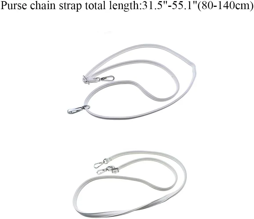 HAHIYO Adjustable Smooth White Leather Purse Chain Strap Length 31.5-55.1 Inch Silver Hardware for Shoulder Cross Body Sling Purse Replacement Comfortable 0.71 Inch Wide 4.7mm Extra Thick 1 Pack
