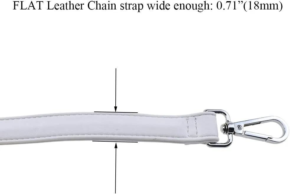HAHIYO Adjustable Smooth White Leather Purse Chain Strap Length 31.5-55.1 Inch Silver Hardware for Shoulder Cross Body Sling Purse Replacement Comfortable 0.71 Inch Wide 4.7mm Extra Thick 1 Pack