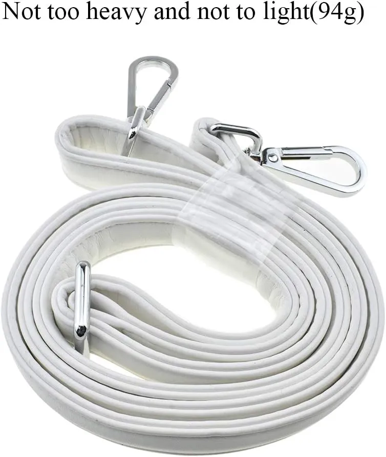 HAHIYO Adjustable Smooth White Leather Purse Chain Strap Length 31.5-55.1 Inch Silver Hardware for Shoulder Cross Body Sling Purse Replacement Comfortable 0.71 Inch Wide 4.7mm Extra Thick 1 Pack