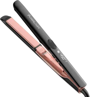Hair Straightener, 1 Inch Flat Iron Straightener and Curler 2 in 1, Titanium Ceramic Ionic Dual Voltage Straightener with Anti-Iron Silicone for Less Frizz, Shinier & Smoother Hair