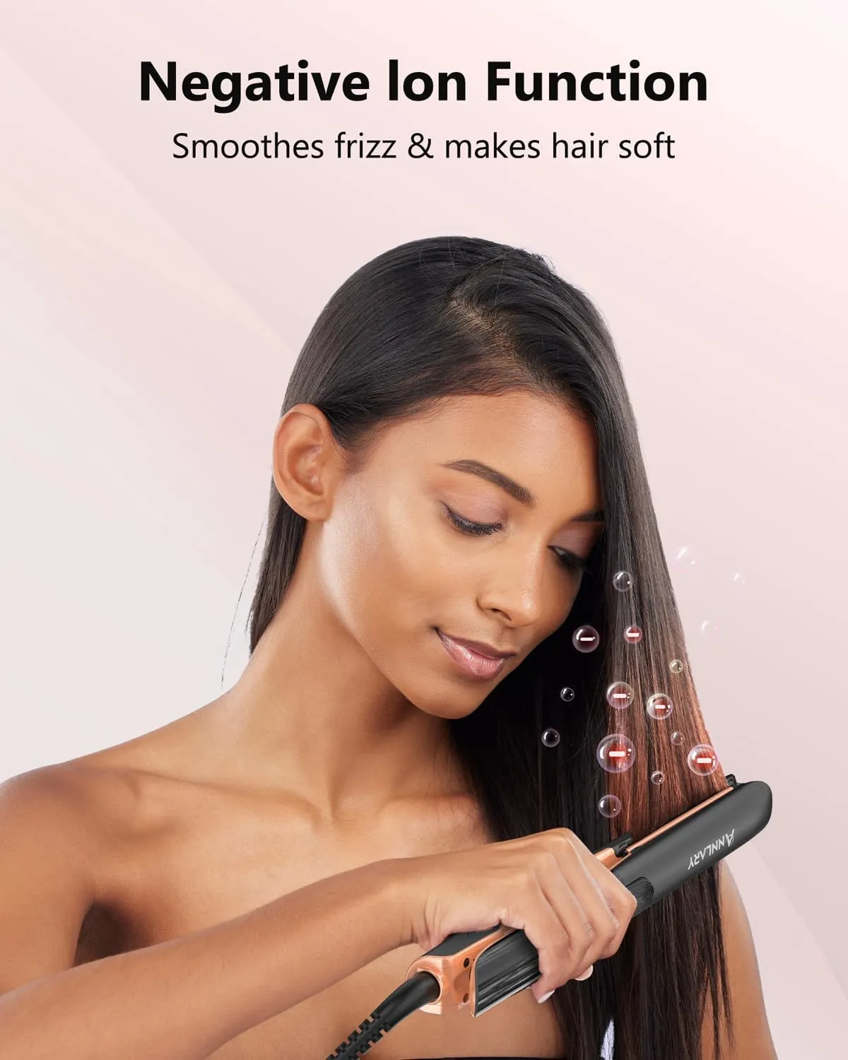 Hair Straightener, 1 Inch Flat Iron Straightener and Curler 2 in 1, Titanium Ceramic Ionic Dual Voltage Straightener with Anti-Iron Silicone for Less Frizz, Shinier & Smoother Hair