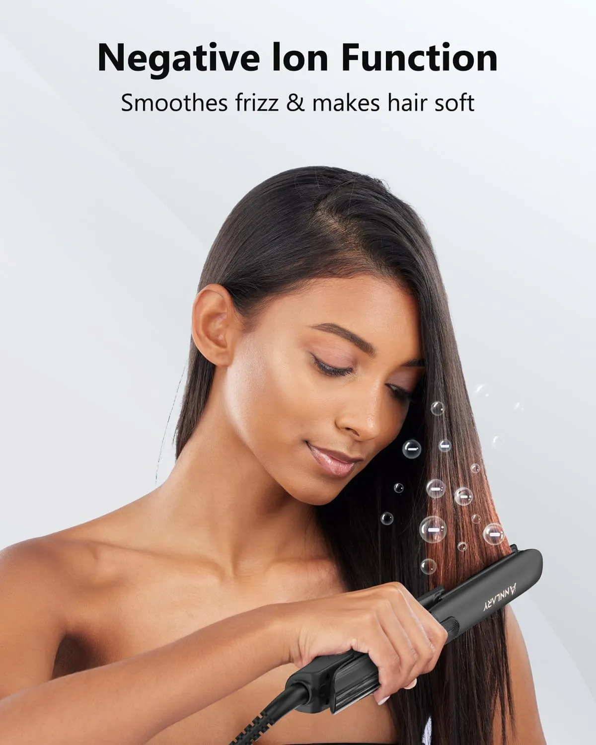 Hair Straightener, 1 Inch Professional Titanium Plate with Ceramic Coating Ionic Dual Voltage Flat Iron with Anti-Iron Silicone for Less Frizz, Shinier & Smoother Hair