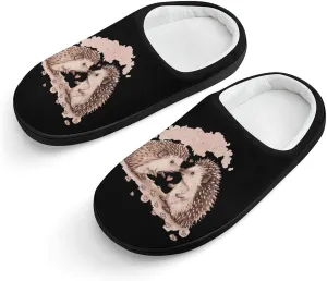 Hedgehog Love Kids Toddler Cotton Slippers Slip-on House Shoes for Bedroom Indoor Outdoor