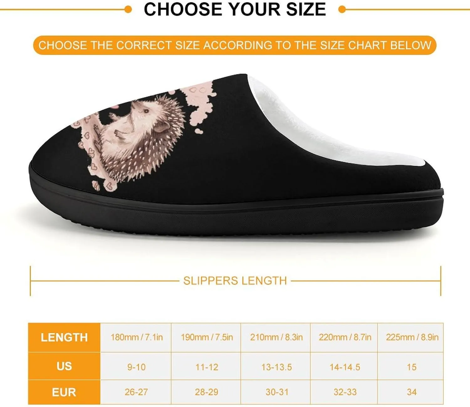 Hedgehog Love Kids Toddler Cotton Slippers Slip-on House Shoes for Bedroom Indoor Outdoor