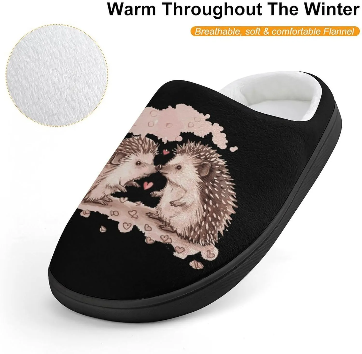 Hedgehog Love Kids Toddler Cotton Slippers Slip-on House Shoes for Bedroom Indoor Outdoor