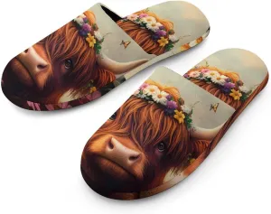 Highland Cow (2) Women's Slippers Cute Warm House Shoes Home Slippers Spa Slippers Cotton Slippers