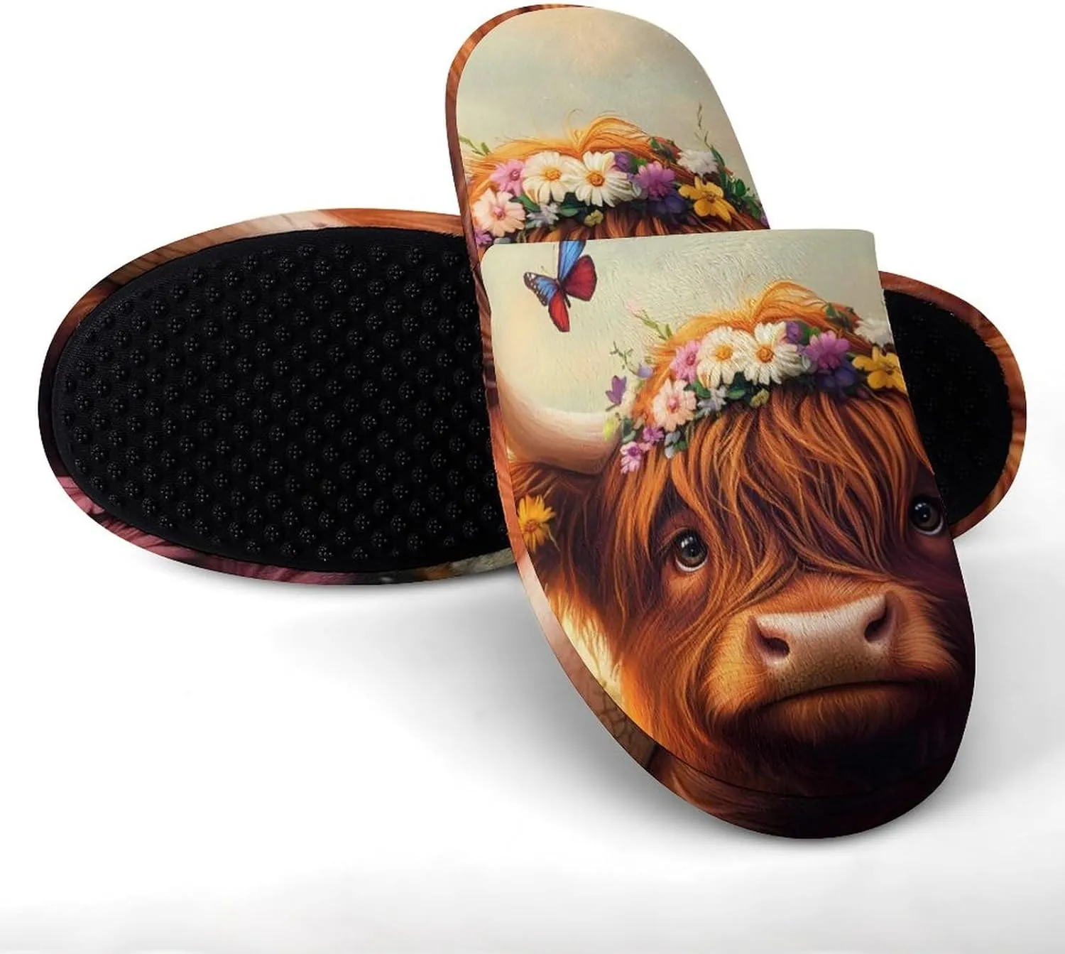 Highland Cow (2) Women's Slippers Cute Warm House Shoes Home Slippers Spa Slippers Cotton Slippers