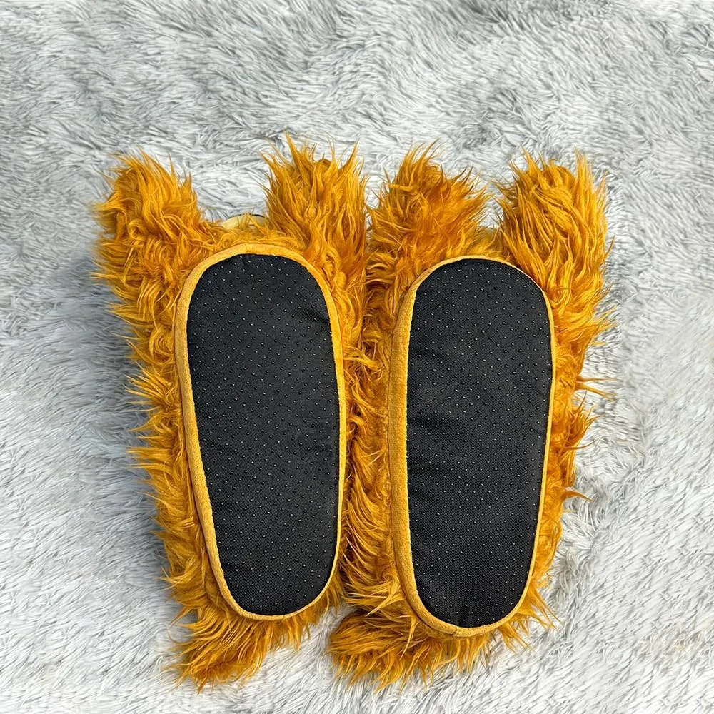 Highland Cow Cartoon Plush Slippers, Fluffy Scottish Cattle Slipper for Women and Men, Fuzzy Animals Cow House Shoes