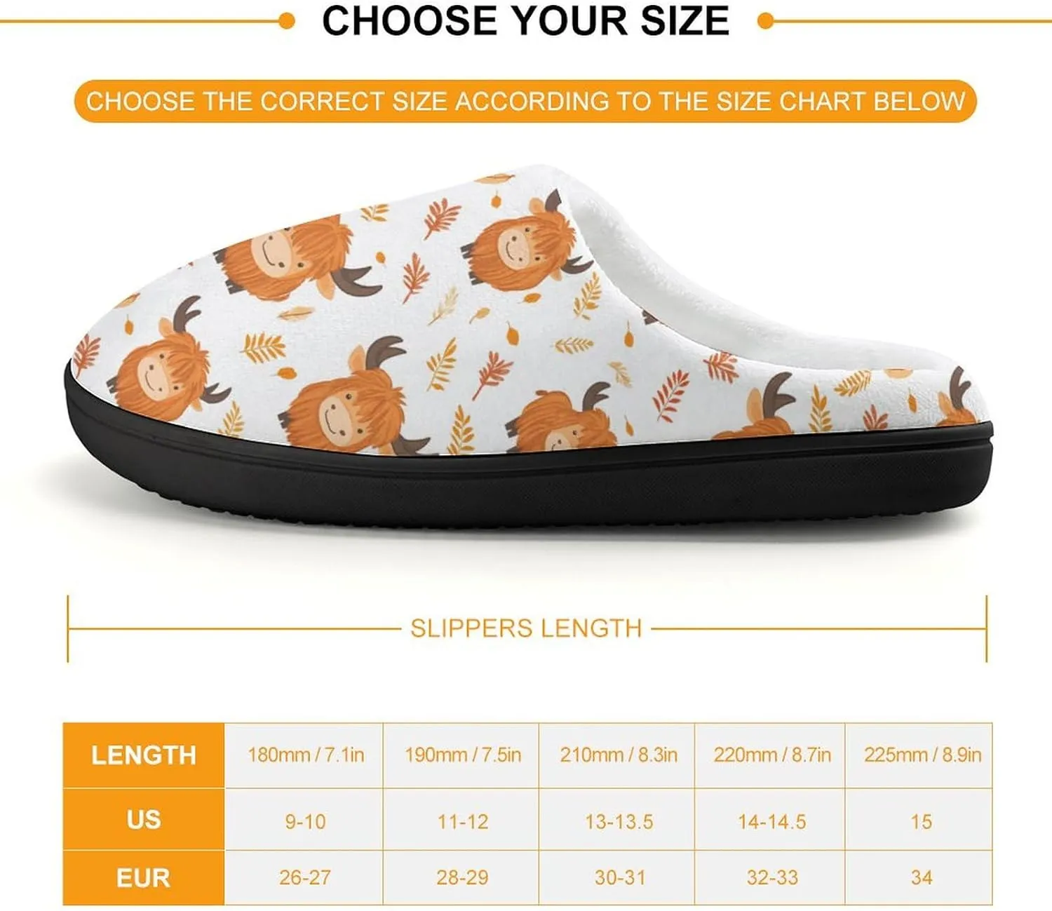 Highland Cow Leaf Slippers Non-slip House Slippers Home Shoes Indoor Outdoor Slippers For Girls Boys