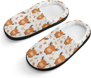 Highland Cow Leaf Slippers Non-slip House Slippers Home Shoes Indoor Outdoor Slippers For Girls Boys
