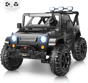 Hikole 24V 4x4 Ride on Toys for Big Kids - 4WD/2WD Switchable 2 Seater Battery Car with Remote Control, 4x200W Motors, 5 Mph Max Speed, Music, Electric Car for Boys Girls, Black