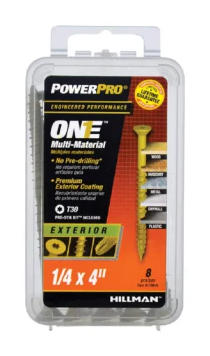 Hillman POWERPRO ONE 1/4 in. x 4 in. L Star Flat Head Bronze Steel Multi-Material Screw 8 pk