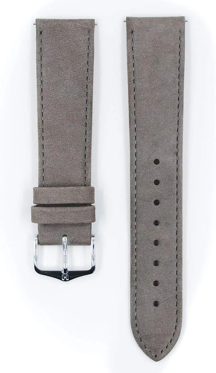 Hirsch Osiris Nubuck Leather Watch Strap - Smooth & Flat Design - 14mm, 16mm, 18mm, 20mm, 22mm - Blue, Green, Beige, Brown, Grey, Burgundy, Rose - Quick Release Watch Band