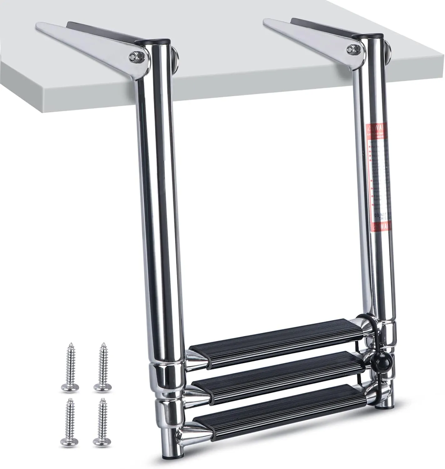 Hoffen 3 Step Telescopic Marine Boat Drop Ladder Swim Step - Stainless Steel Folding Ladder for Boat Yacht