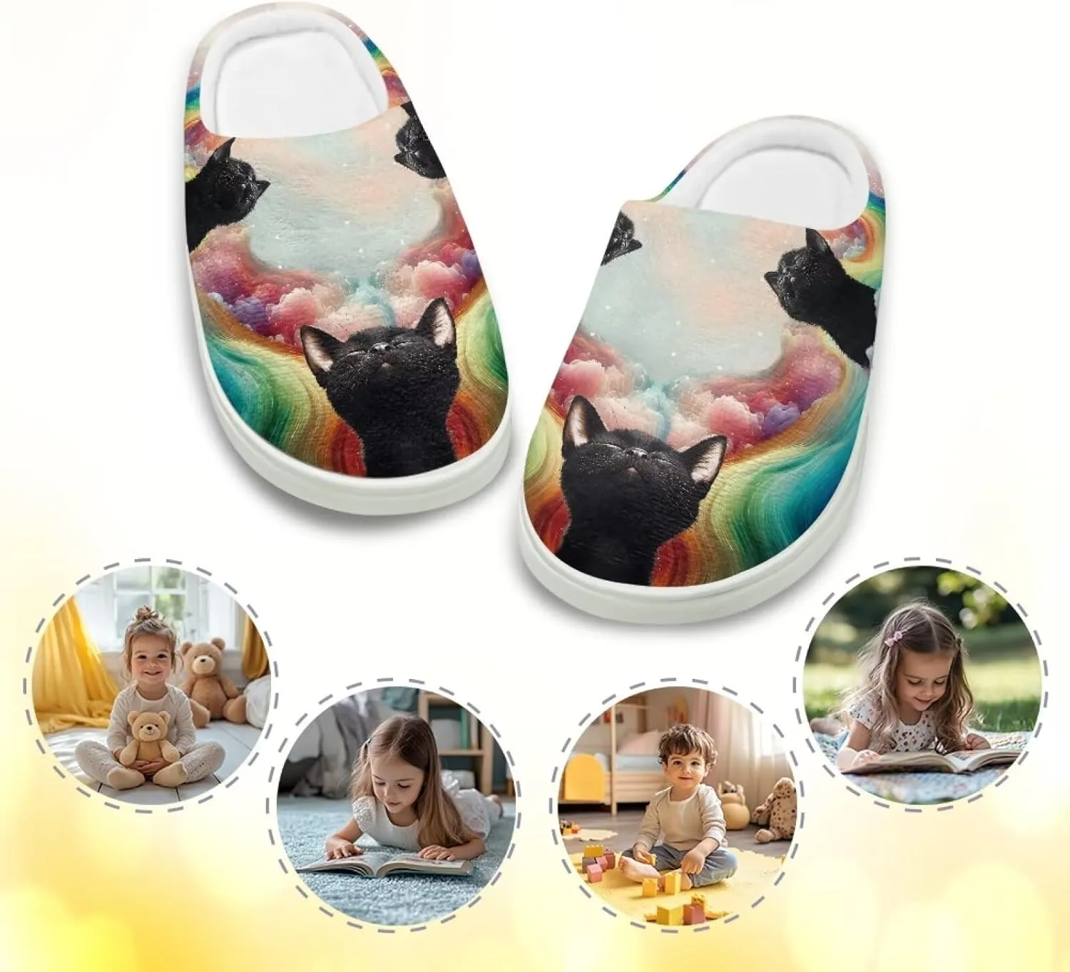 House Slippers for Kids Plush Cotton Slipper Home Indoor Fuzzy Slipper Shoes Warm Non Slip Fleece Plush Slipper Size 9-15