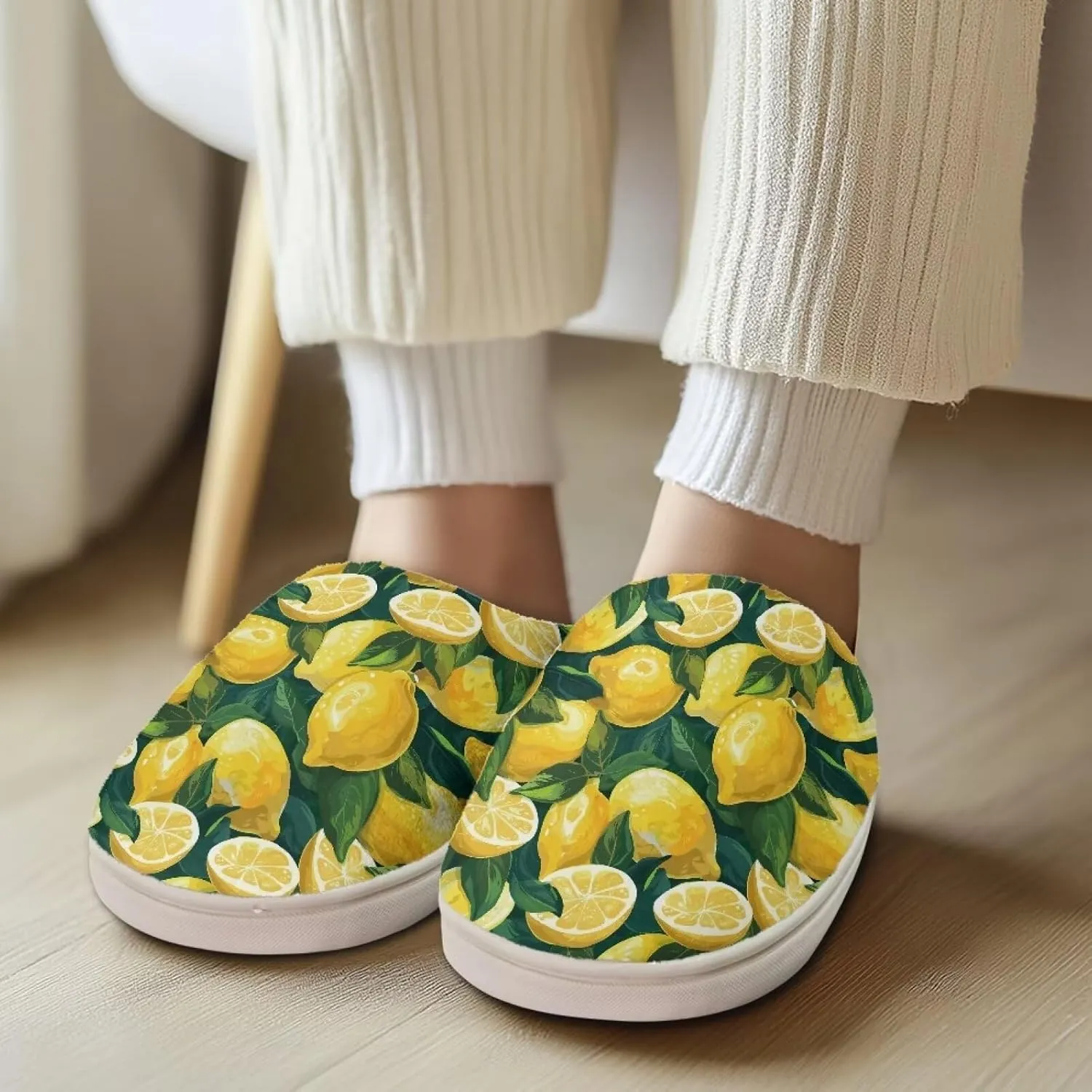 HUGS IDEA Slipper for Women Men Soft Scuff Slippers Anti-Slip Bedroom House Shoes Warm Cozy Plush